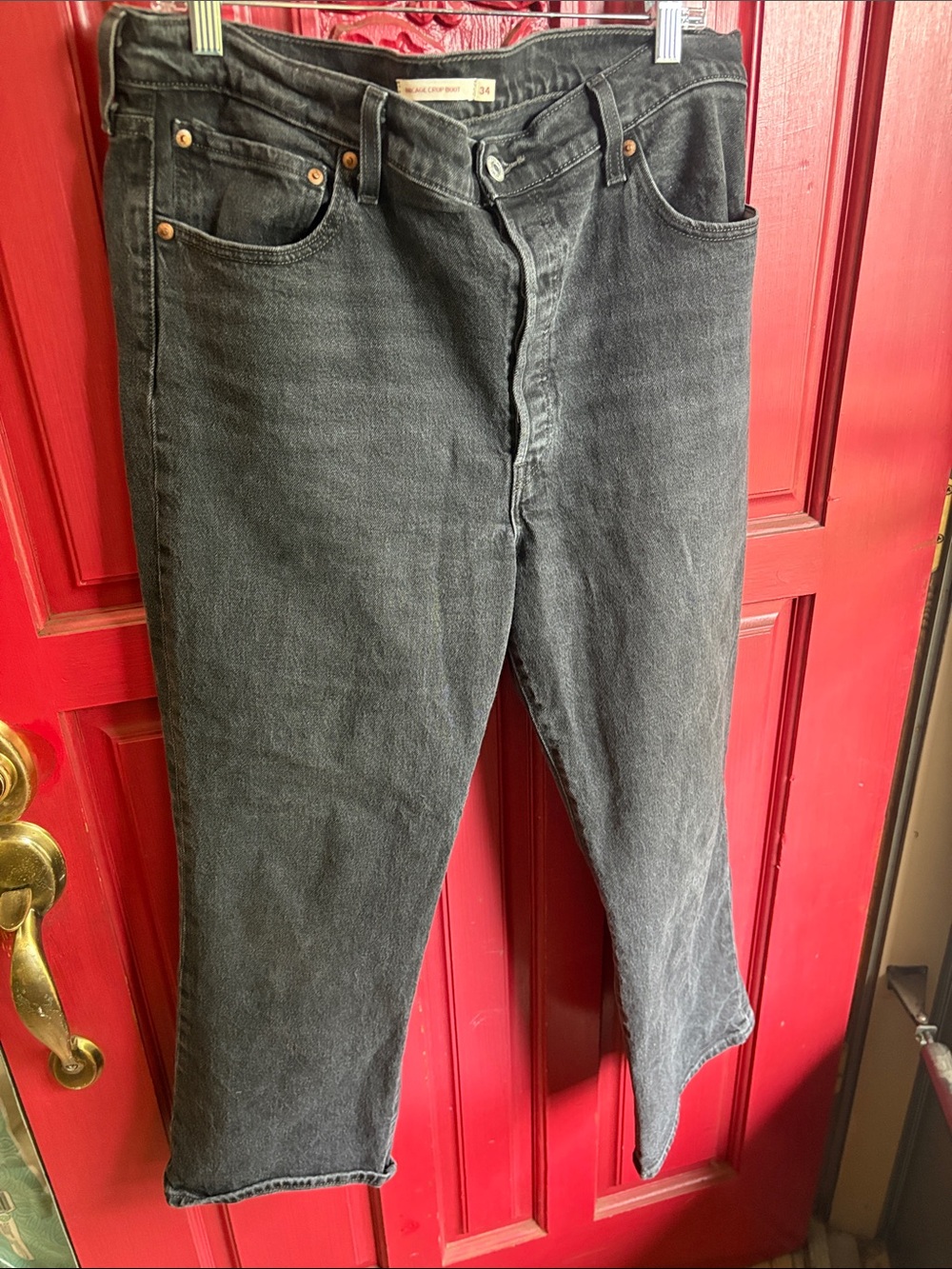 Levi Women’s 34” waist, 27” inseam  Black Washed Jeans